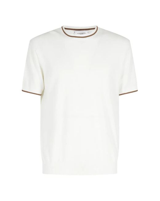 Paolo Pecora White Fine-Knit V-Neck T-Shirt for men