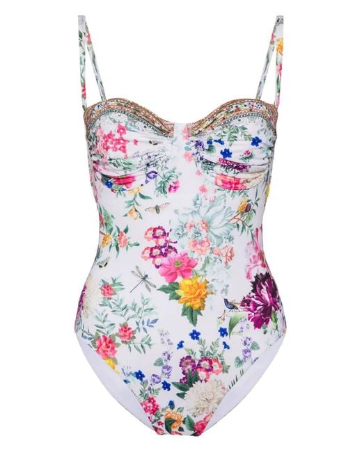 Camilla White Plumes And Parterres Swimsuit