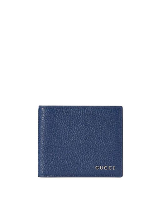 Portafoglio bi-fold con placca logo di Gucci in Blue da Uomo