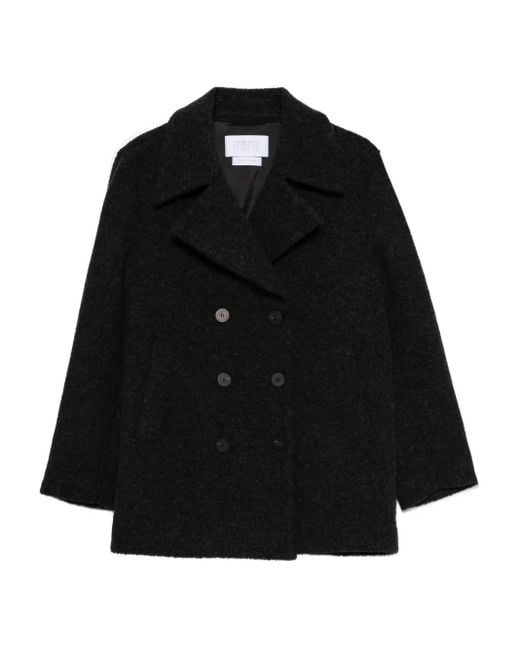 Harris Wharf London Black Double-Breasted Wool Coat