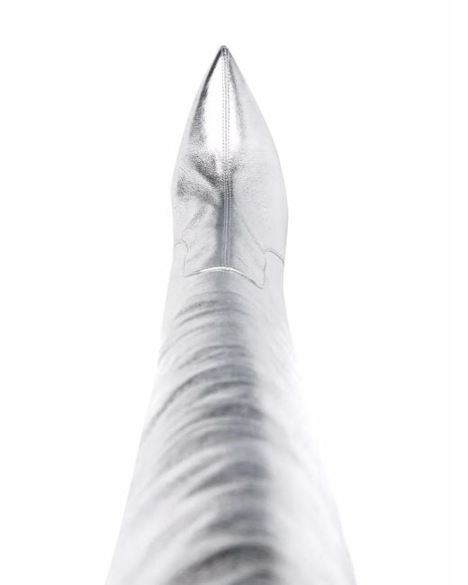 Scarosso White X Brian Atwood Carra Metallic-Effect Boots