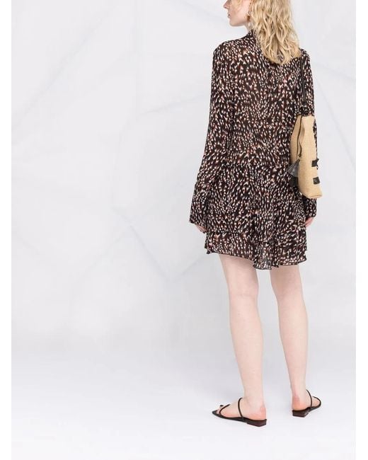 Patrizia Pepe Black Abstract-Print Ruched Shirtdress