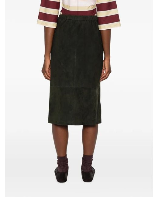 Max Mara Green Jupe En Daim À Coupe Mi-Longue