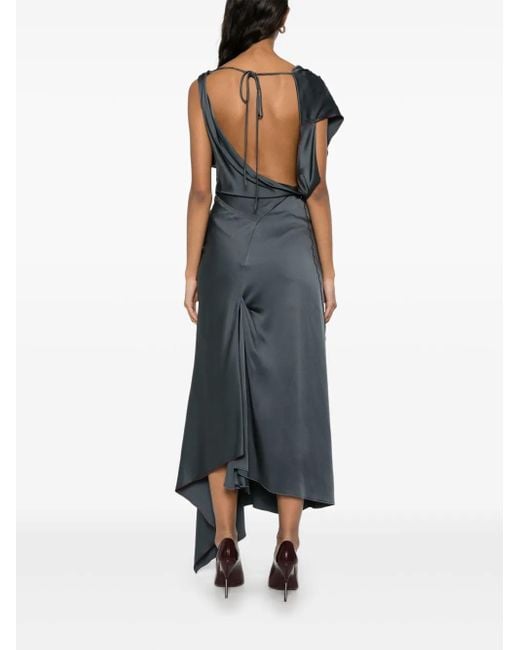Victoria Beckham Asymmetric Draped Detail Midi Dress in Gray | Lyst