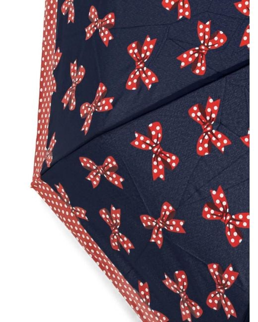 Moschino Blue Bow-Print Polka-Dot Umbrella