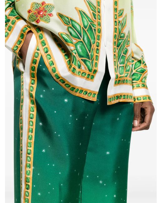 Casablanca Green Joyaux D'Afrique Silk Trousers