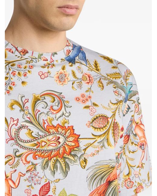 Etro White Fauna-Print T-Shirt for men