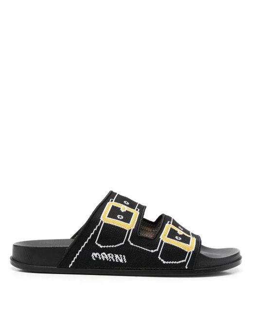 Marni Black Tromp L'Oeil Print Sandals for men