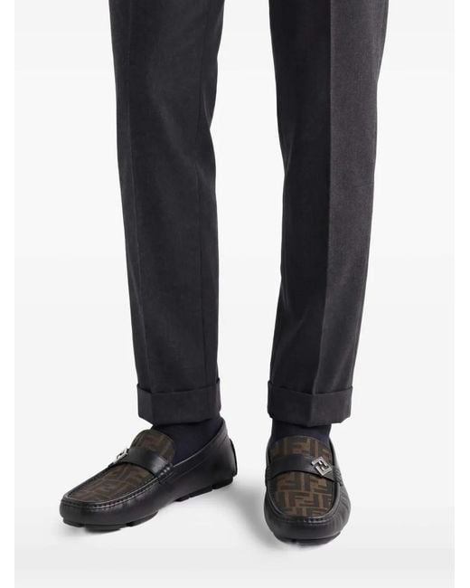 Fendi Black Ff Squared Loafers for men