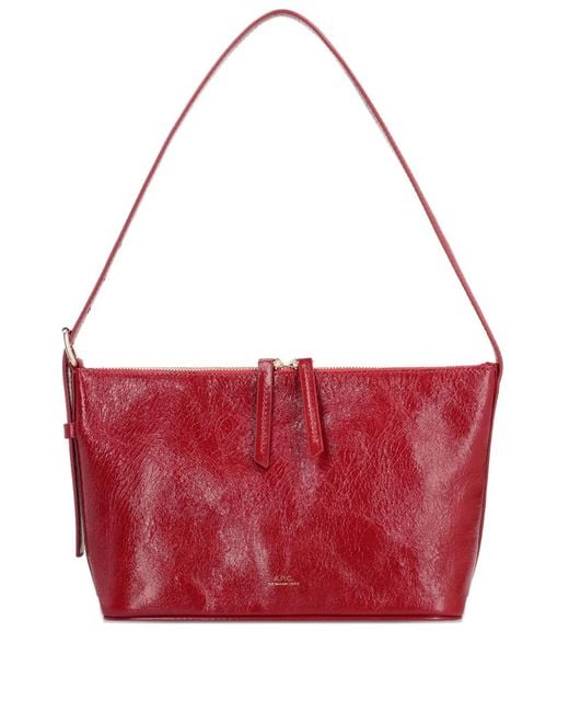 A.P.C. Red Top-Handle Zip Shoulder Bag