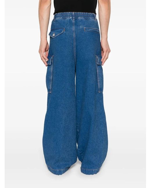 Marni Blue Logo-Patch Cargo Jeans for men