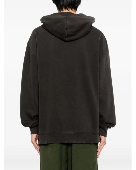 WARMAN Black Printed Hoodie for men