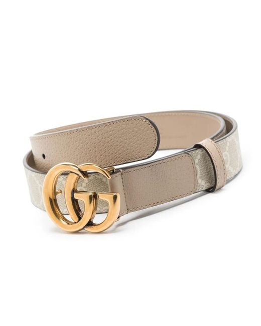 Gucci White gg Marmont Leather And Canvas Belt - Women display picture 2