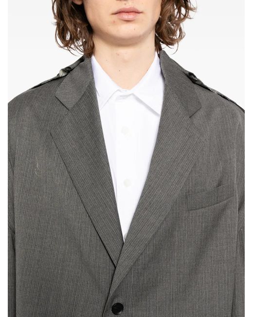 Moohong Gray Deconstructed Striped Jacket for men