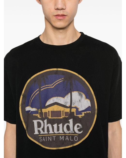 Rhude T-Shirt mit Logo-Print in Black für Herren