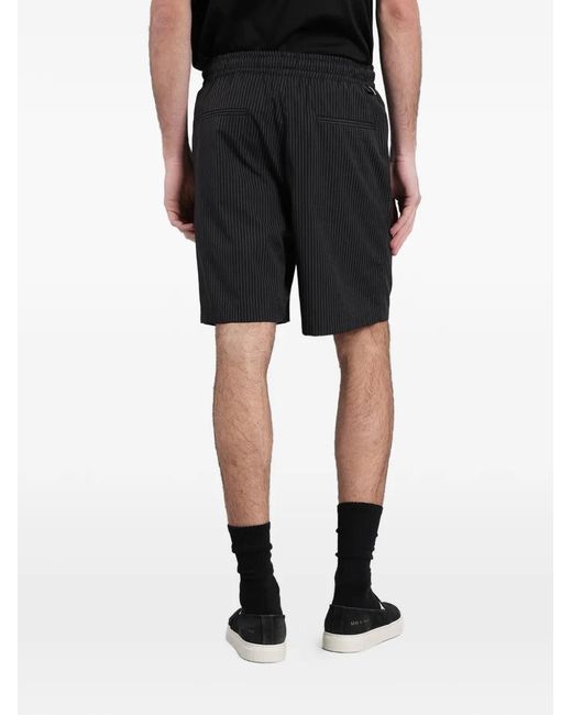 State of Order Black Pinstripe-Pattern Drawstring Shorts for men