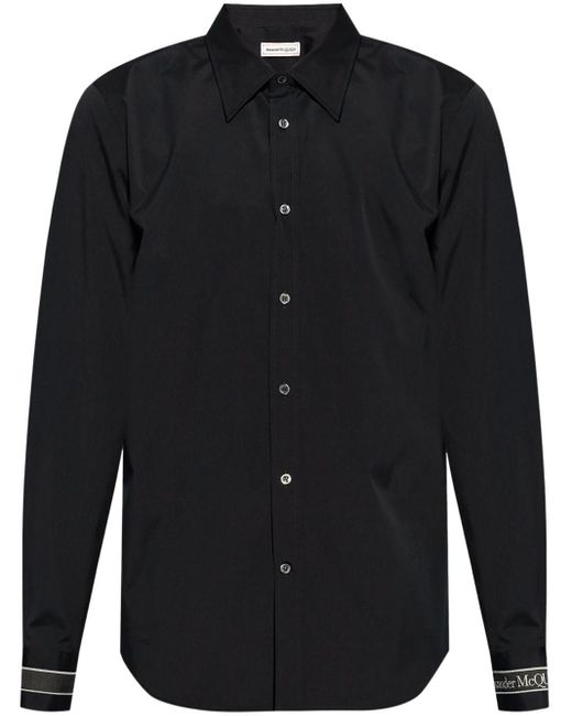 Camisa con tira del logo Alexander McQueen de hombre de color Black