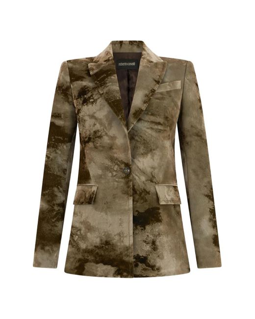 Roberto Cavalli Green Single-Breasted Blazer