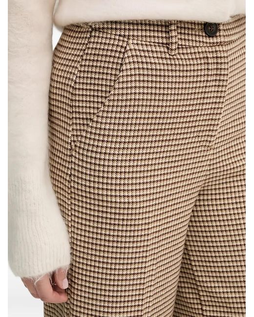 Benetton Natural Pantalon À Motif Pied-De-Poule