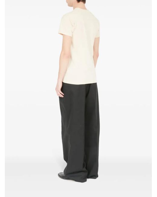 Maison Margiela Natural Logo-Embroidered Cotton T-Shirt for men