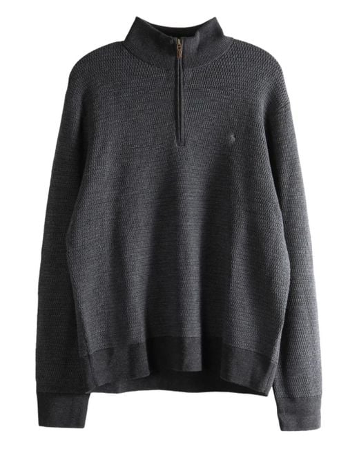 Polo Ralph Lauren Black Zip Mock-Neck Knitwear for men