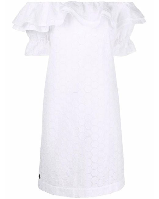 Philipp Plein White Sangallo Lace Dress