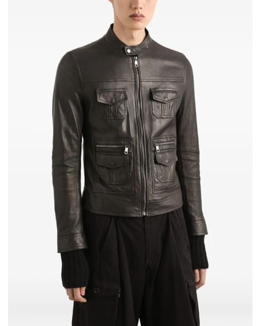 Dolce & Gabbana Black Leather Jacket for men