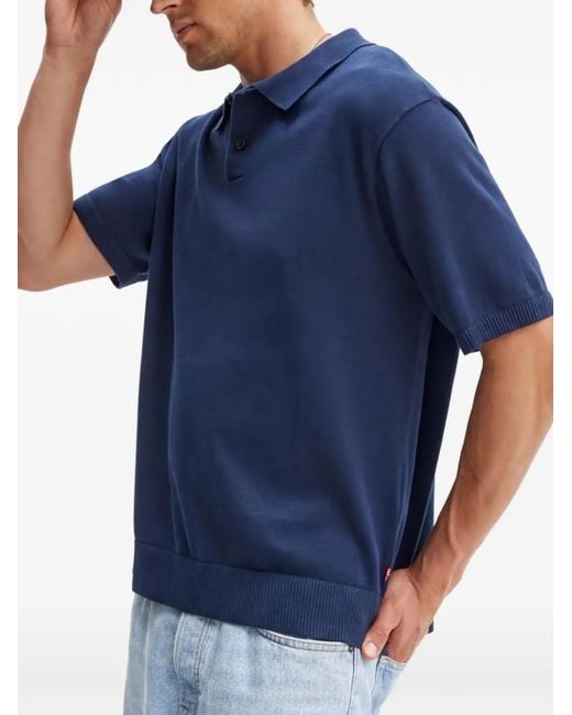 Levi's Blue Short-Sleeve Knitted Polo Shirt for men