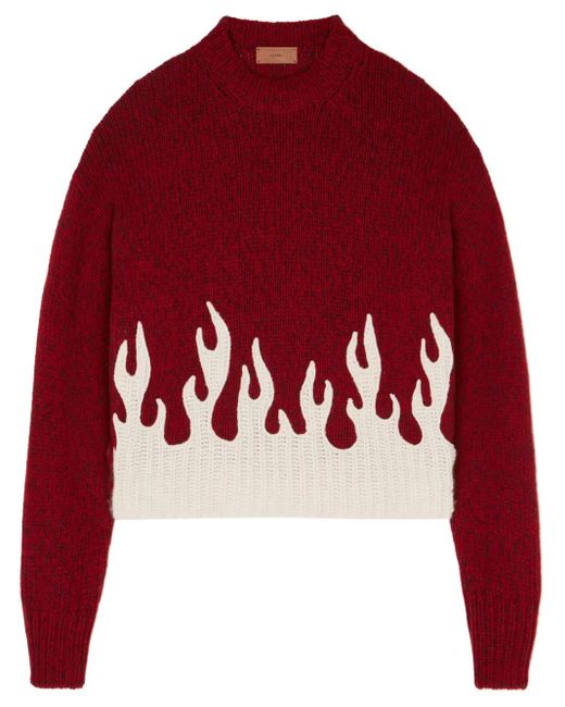 Alanui Red Crew-Neck Wool-Cashmere Blend Jumper