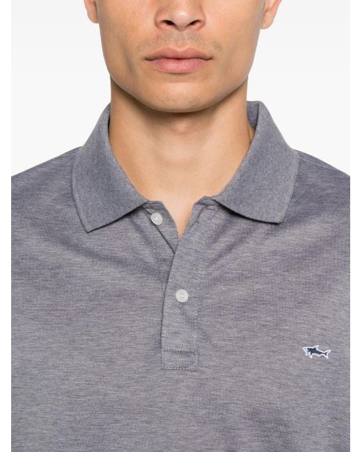 Paul & Shark Gray Logo-Embroidered Cotton Polo Shirt for men