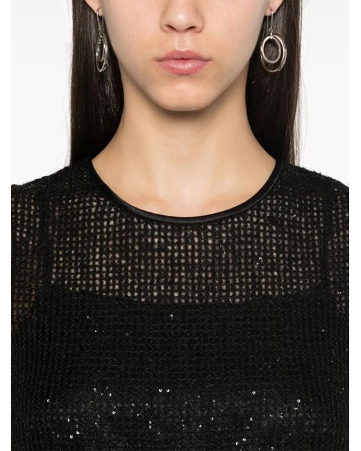 Peserico Black Open-Knit Top
