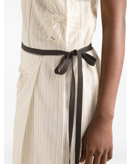 Prada White Embroidered Striped Apron