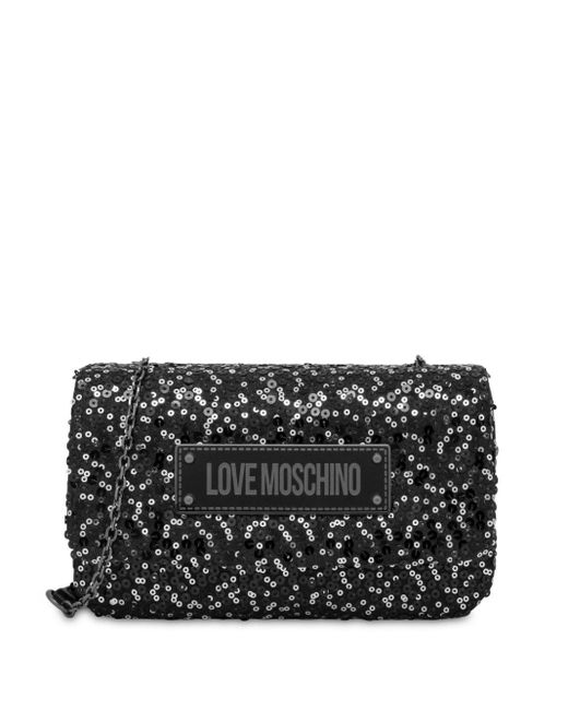 Love Moschino Black Sequin-Embellished Cross Body Bag