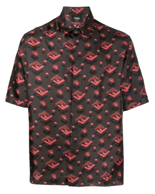 Fendi Black Logo Print Short-sleeve Shirt for men