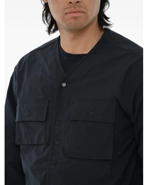 Woolrich Blue V-Neck Button-Up Jacket for men