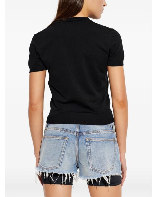 Alexander Wang Black Shimmering-Logo T-Shirt