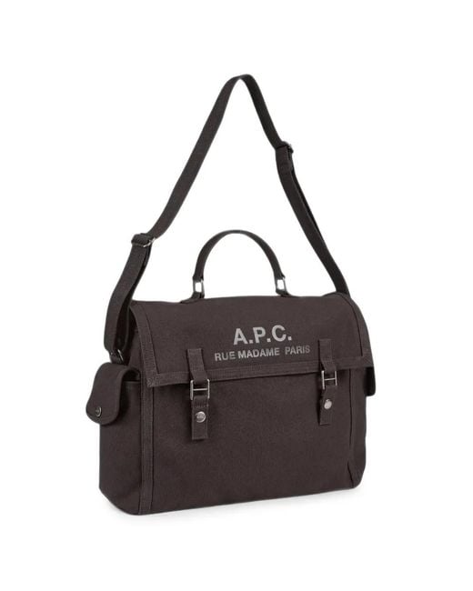 A.P.C. Black Recuperation Satchel Logo-Print Shoulder Bag for men