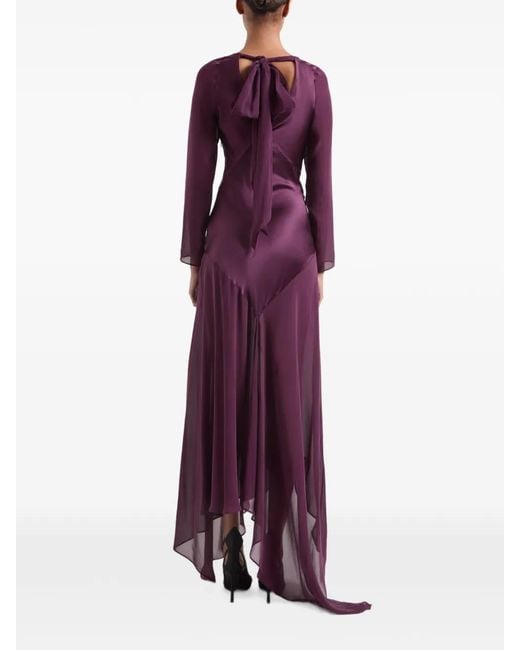 Nina Ricci Purple Bow-Detail Long-Sleeved Asymmetric Dress