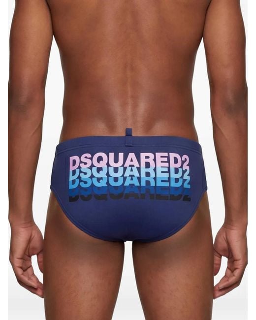 DSquared² Blue Logo Swim Briefs for men