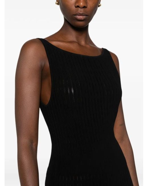 Antonino Valenti Black Isabela Ribbed-Knit Sleeveless Midi Dress