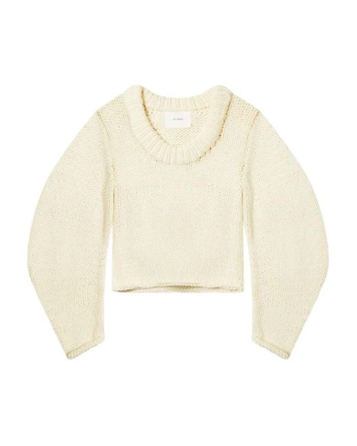 Axel Arigato White Balloon-Sleeve Round-Neck Sweater