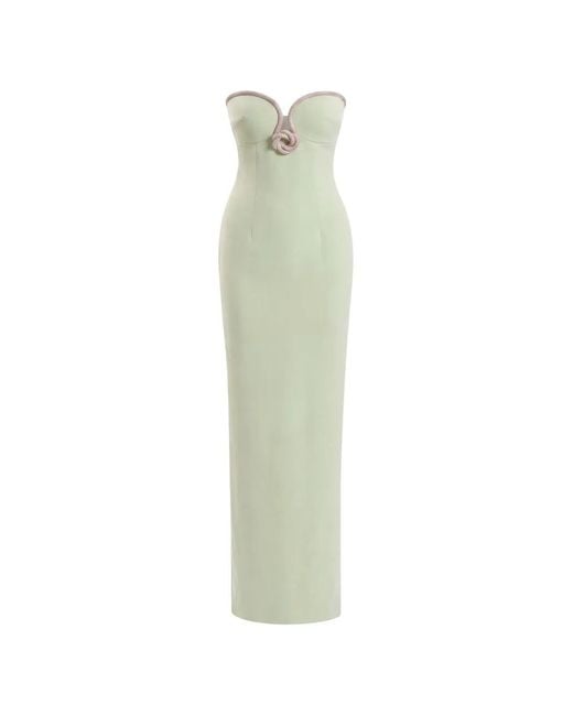 Saiid Kobeisy Green Crystal-Embellished Strapless Midi Dress