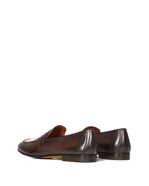 Doucal's Brown Leather Penny Loafers for men