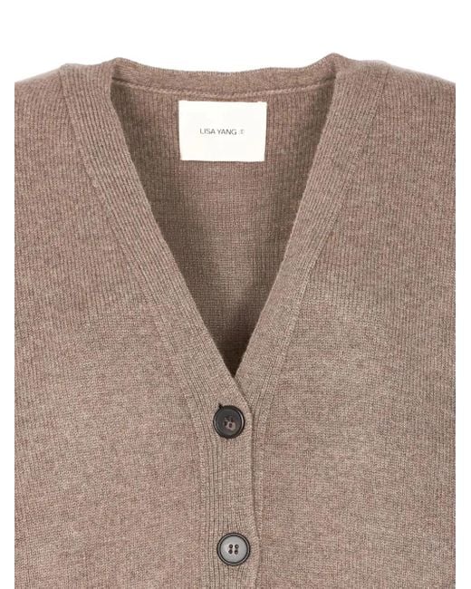 Lisa Yang Brown Amery V-Neck Button Cardigan