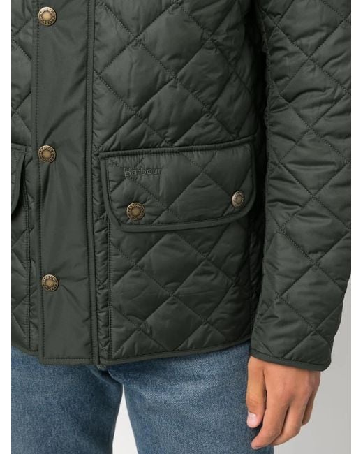 Barbour Green Button-Up Quilted Jacket for men