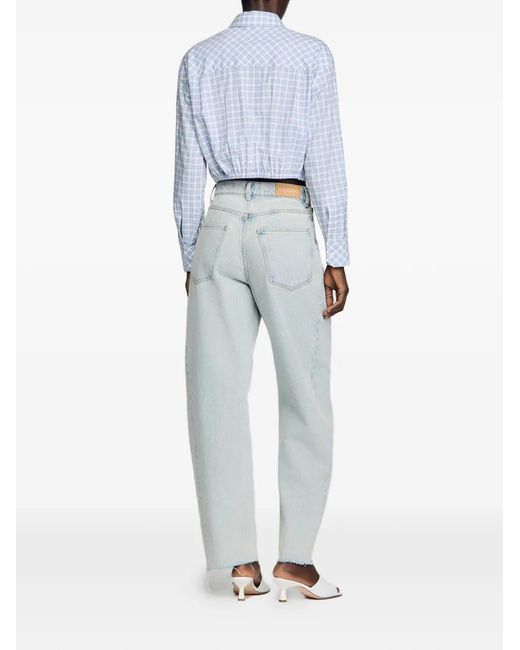 Sandro White Faded Barrel Cotton Jeans