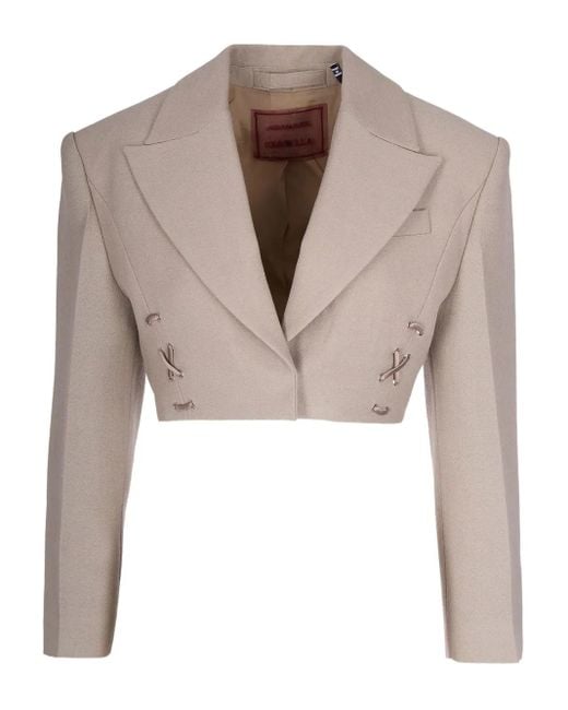 Marella Natural Lace-Up Cropped Blazer