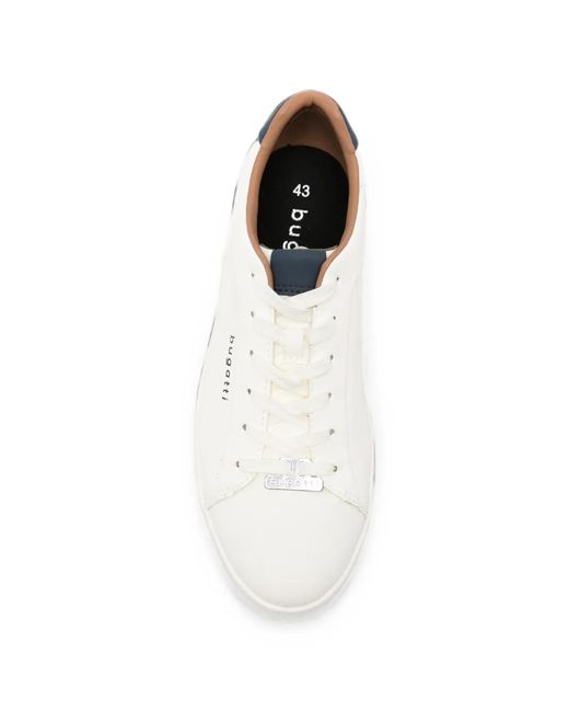 Bugatti White Logo-Print Lace-Up Sneakers for men