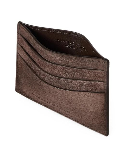 Brunello Cucinelli Brown Suede Card Case