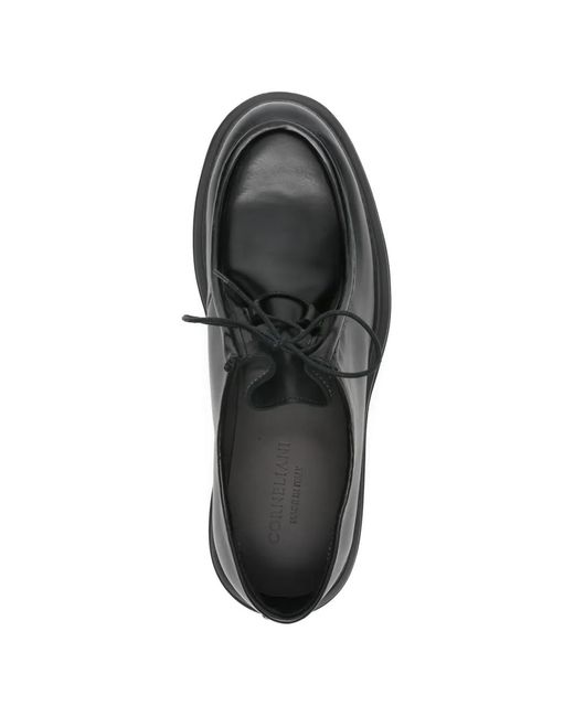 Corneliani Black Lace-Up Platform Derby Shoes for men